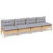 Banc de jardin 4 places avec coussins gris pin massif