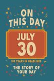 Happy Birthday! July 30: On This Day in Headlines – Nostalgic July 30 History Book with Authentic News and Memories – Perfect Birthday or Anniversary Gift