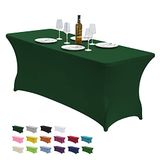 CWK Stretch spandex tafelhoes voor rechthoekige pasvorm, vouwtafel, kreukbestendig, elastisch, rekbaar, patio, tafelkleed, bescherming voor feestjes, banket, bruiloft en evenementen (zwartgroen)