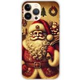 Apple iPhone 13 Pro Max pere noel vintage bedrukt siliconen hoesje