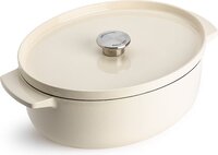 KitchenAid Braadpan 30cm - Geëmailleerd Gietijzer - Amandel Wit - Ovaal