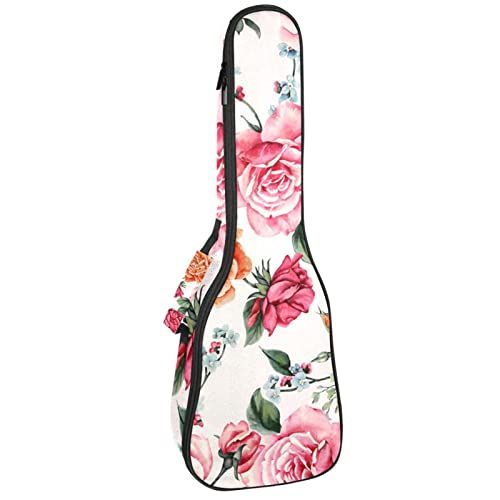 Mersov Tenor Ukulele Gigbag Waterdichte Ukelele Case Gewatteerde Rugzak, Geweldig voor Sopraan Concert (21/23/24") Roze Oranje Rose
