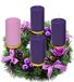 Paars lint Adventskrans ring kaarsenhouder voor pijler adventskalender - groot formaat - Kerstmis adventskransen kandelaar standaard - adventskalender decor - adventcadeaus
