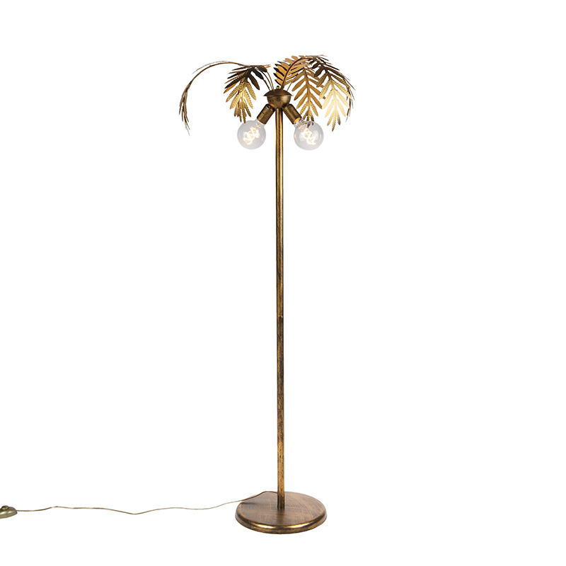 QAZQA Vintage vloerlamp goud 2-lichts - Botanica