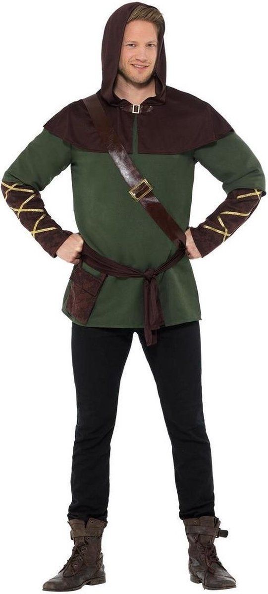 Smiffys Robin Hood Costume - Green/Brown - Size M