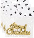 Cosy&Trendy Billiet - Vanlaere 18x stuks Merry Christmas kersthangers goud van kunststof 10 cm kerstornamenten