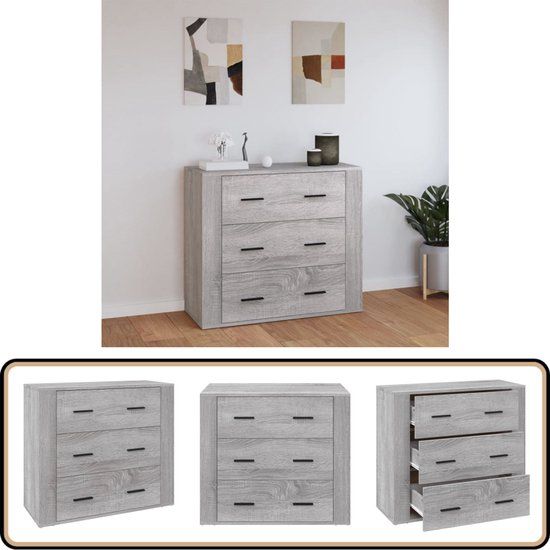 vidaXL Dressoir - 80x33x70 cm - Bewerkt Hout - Grijs Sonoma Eikenkleurig