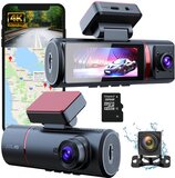 Fleau Tech 4K Dashcam voor Auto 3 in 1 - 2025 Model - Voor en Achtercamera – WIFI, APP & GPS – Groothoeklens – G-sensor – Parkeermodus – Loop Recording – SD-kaart 32 GB