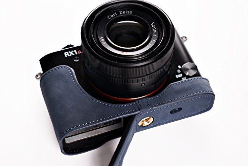 TP Handgemaakte Echt Lederen Half Camera Case Camera Tas voor Sony RX1R II Mark II M2 Blauw
