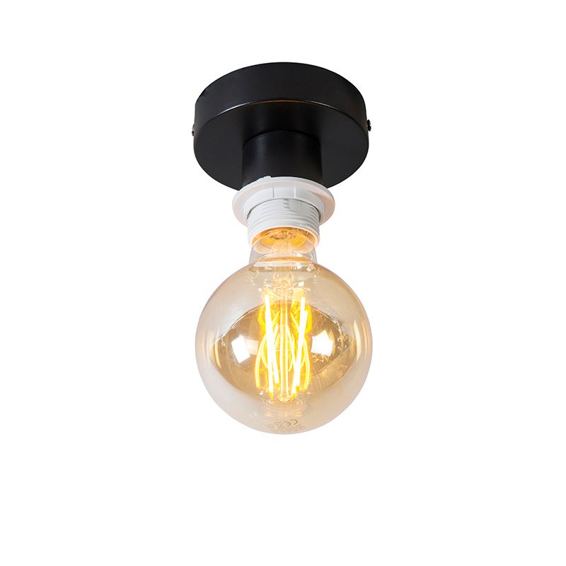 QAZQA Combi - Plafondlamp - Mat Zwart - Zonder Kap