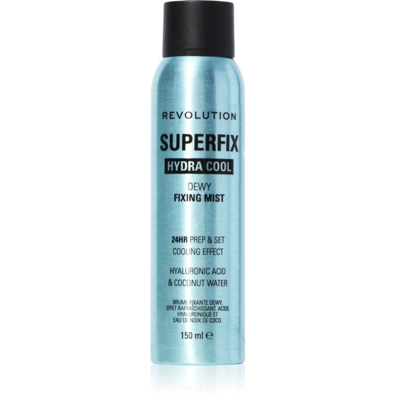 Revolution Beauty London Superfix Hydra Cool fixing spray, hydraterende gezichtsspray met aloë vera, vegan en dierproefvrij, 150 ml