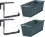 Geli Set van 5 bacs à plantes gris rectangulaire 60 cm avec 10 supports de rampe