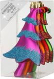 Inge-glas Christmas goods Kersthangers - 4x - kerstbomen - gekleurd - 14.5 cm - kerstversiering