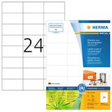 HERMA 10729 Recycling etiketten, 80 vellen, 70 x 37 mm, 1920 stuks, zelfklevend, bedrukbaar, mat, blanco gerecycled papier