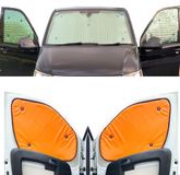 Parasol Citroen Berlingo (2008-2018) Parasol voor voorruit, complete set + achterklep + dakraam, kleur van de rugleuning in fluorescerend oranje, omkeerbaar