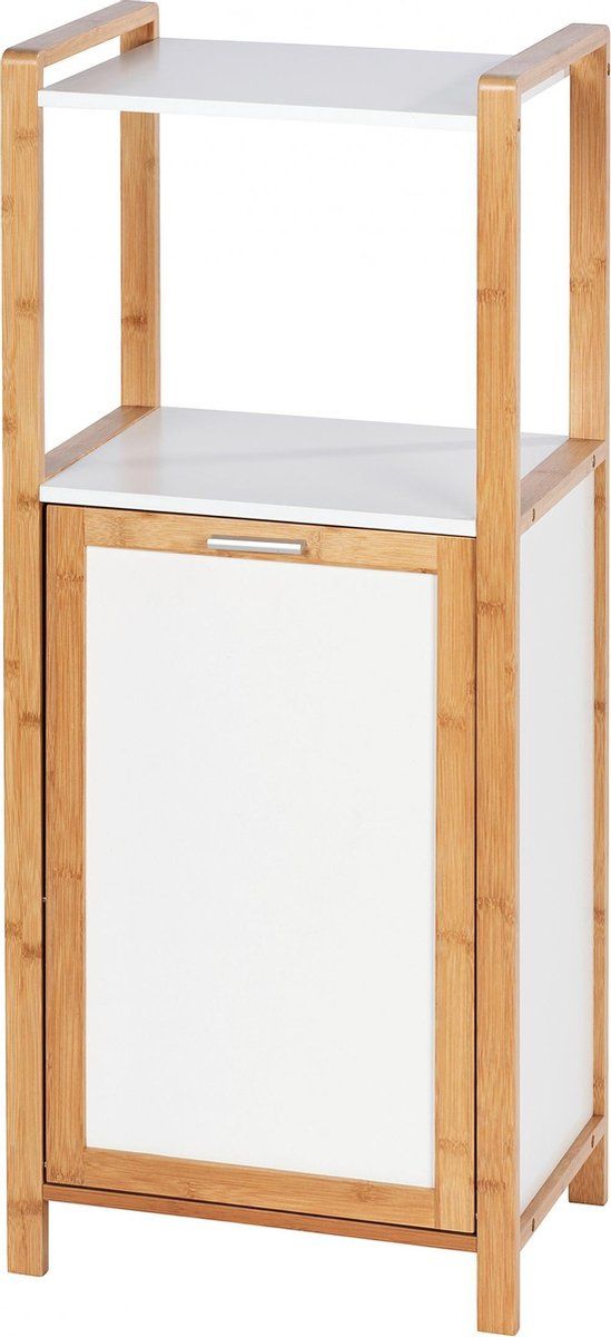 WENKO Wasmand Finja 40 X 95 X 30 Cm Bamboe/hout Wit