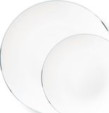 Decorline - 32 Elegante Stabiele Herbruikbare Plastic Borden | Classic Collectie | Wit met gouden rand