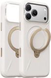 TORRAS Ostand Q3 Silicone - Hoesje Geschikt voor Apple iPhone 18 Pro - Compatibel met MagSafe - 360° Draaibare Magnetische Standaard - Back Cover Kickstand Ring - Wit