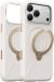 TORRAS Ostand Q3 Silicone - Hoesje Geschikt voor Apple iPhone 18 Pro - Compatibel met MagSafe - 360° Draaibare Magnetische Standaard - Back Cover Kickstand Ring - Wit