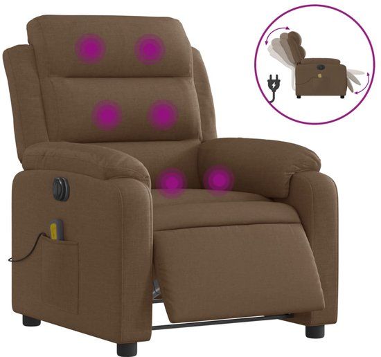 vidaXL Massagestoel elektrisch verstelbaar stof bruin
