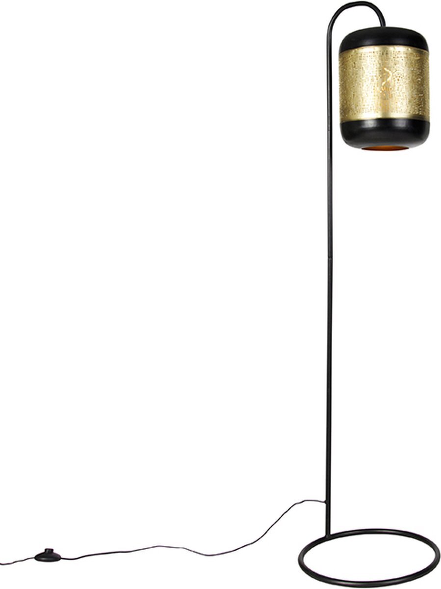 QAZQA kayleigh - Industriele Vloerlamp | Staande Lamp - 1 lichts - H 140 cm - Goud/messing - Industrieel - Woonkamer | Slaapkamer | Keuken