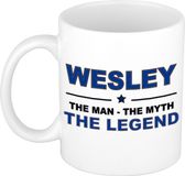 Bellatio Decorations Naam cadeau Wesley - The man, The myth the legend koffie mok / beker 300 ml