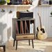 Icecat Support pour platine vinyle avec compartiment et tiroir, pieds en bois
