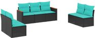 vidaXL 7-delige loungeset voor buiten met kussens, zwart kunststofvlecht