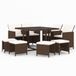 VidaXL 9-delige Tuinset met Kussens Poly Rattan Bruin