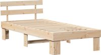 vidaXL Bedframe met hoofdeinde Naturel 90 x 190 cm Massief grenenhout