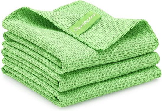 geweldigschoon Droogdoek (M) 3-pack - 45 x 60 cm - Groen - Microvezel