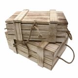 UNUS Houten kisten met deksel set van 2 kisten schatkist bruin houten kist geschenkdoos