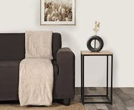 Atout Ciel Flanellen deken met geometrisch reliëfpatroon, 130 x 170 cm, polyester, beige
