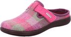 Rohde Pantoffel Hausschuh aus Weichfilz mit Karomuster und Riemen Bari 6557, Größe:39 EU, Farbe:Pink
