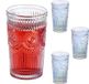 Relaxdays Verres à boire - Lot de 4 - 360 ml - Vintage - Lavable au lave-vaisselle - Transparent