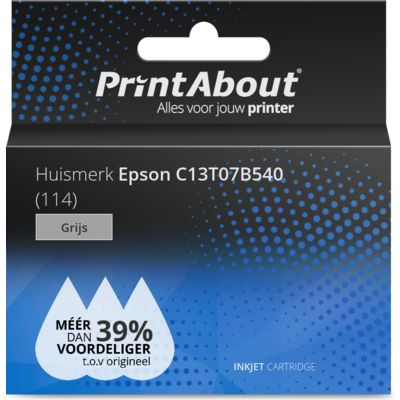 PrintAbout Huismerk Epson C13T07B540 (114) Inktcartridge Grijs
