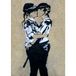 Homemania Muurfoto, Banksy, politieagent Baiser, decoratie, thuismuurkunst, digitaal, tekening, frame, meerkleurig, hout, katoen, 70 x 100 x 3 cm
