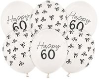 PartyDeco - Latex ballonnen 60 of strikjes - pastel off white - 6 stuks