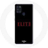 Maniacase Etui voor Samsung Galaxy A21S Elite Seizoen 5 Rood Logo Zwarte Achtergrond