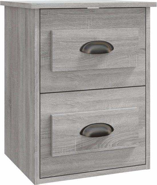 vidaXL Nachtkastje wandgemonteerd 41,5x36x53 cm grijs sonoma eiken