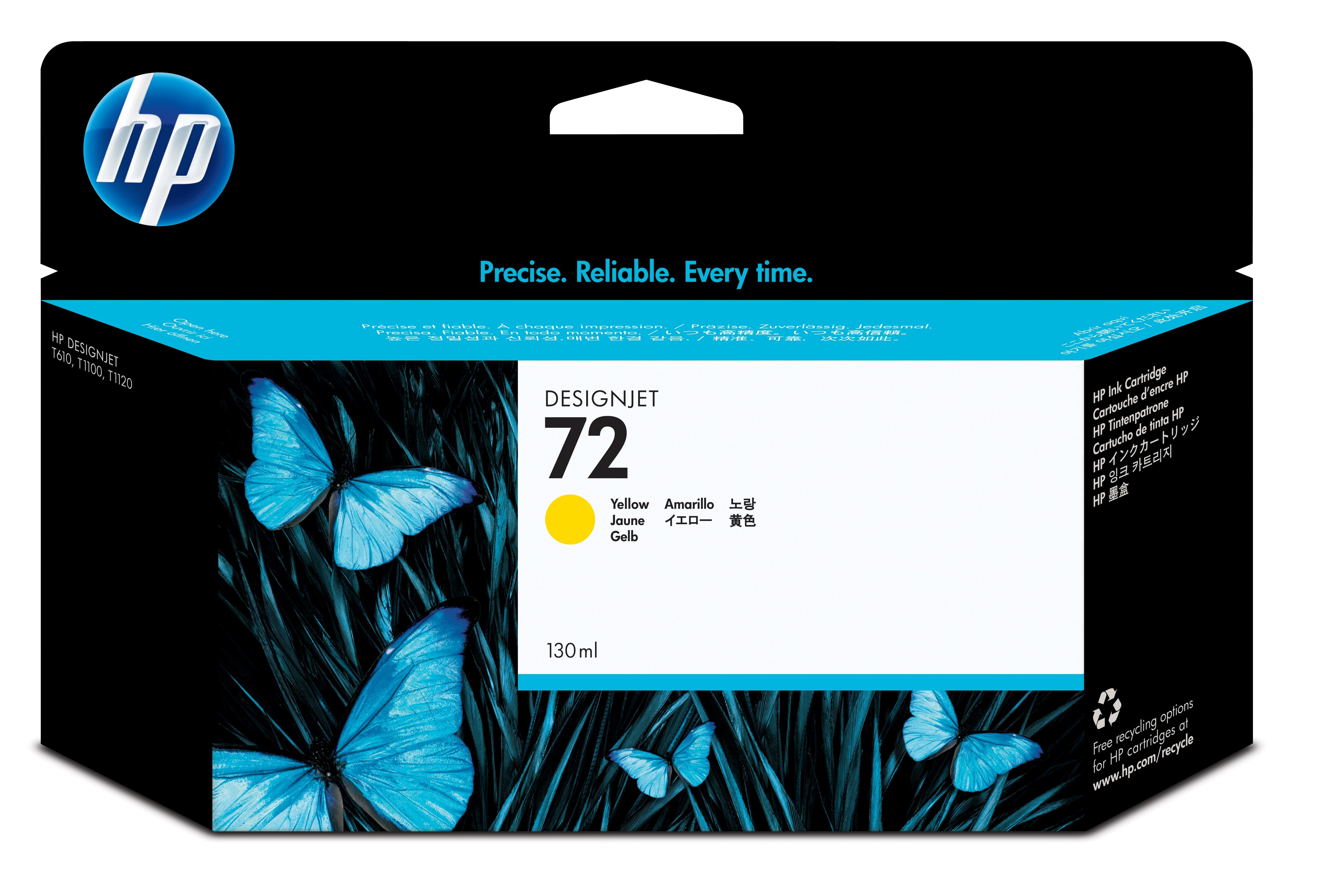 HP 72 gele DesignJet inktcartridge, 130 ml single pack / geel