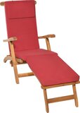 Beautissu LoftLux DC tuinkussen voor deckchair 175 x 45 x 5 cm - ligbedkussen rood