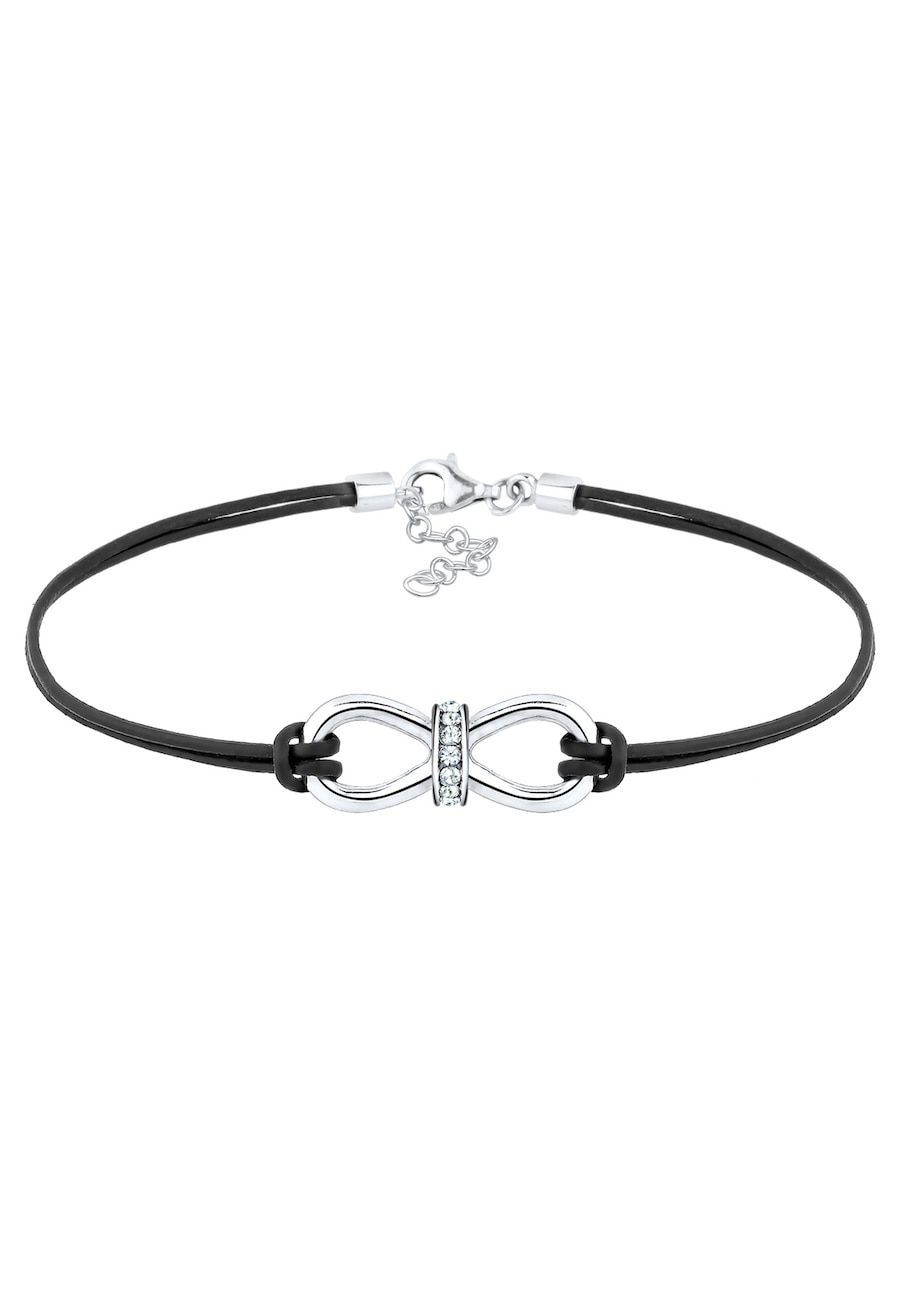 Elli Armband Dames Leder Infinity met Kristallen in 925 Sterling Zilver