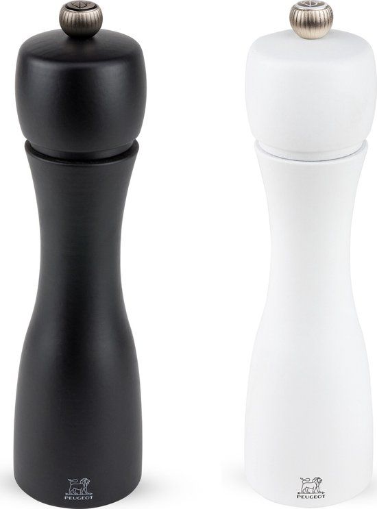 Peugeot Tahiti Peper- & Zoutmolen - 20 cm - Mat Zwart & Mat Wit - Duo