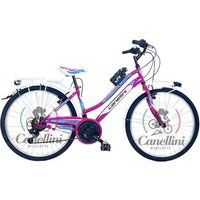 Canellini Meisjesfiets MTB LINCY 26 18V - Fuchsia/Blauw