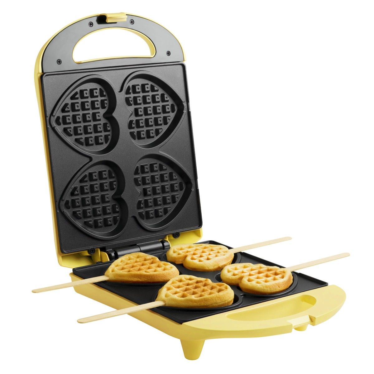 Bestron DSW271 Wafelijzer - 4 Hartvormige Wafels - 780W - Geel