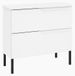 3xE living Armoire de salle de bain autoportante, largeur 80 cm, façade rainurée de 16 mm, couleur blanc + blanc cassé, poignées usinées, pieds carrés de 15 cm, dimensions : 80 x 46 x 73,6 cm