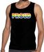Bellatio Decorations Proud gay pride tanktop/mouwloos shirt - zwart regenboog homo singlet voor heren - LHBTI XL