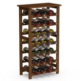 BAKAJI Wijnrek van bamboehout met 28 vakken voor champagne, flessenrek voor bar, woonkamer, keuken, bistro, restaurant, 47 x 29 x 93,5 cm (walnoot)