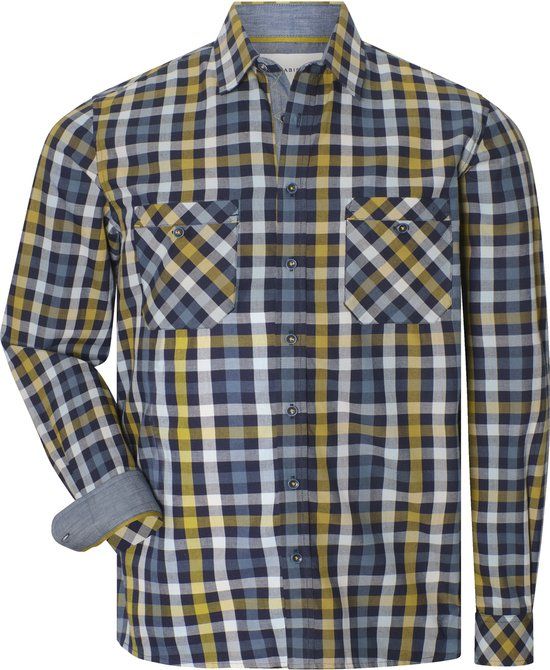 Babista Heren Overhemd - Blauw - Katoen - Lange Mouw - Geruit - Loose Fit - Grote Maten - 3XL